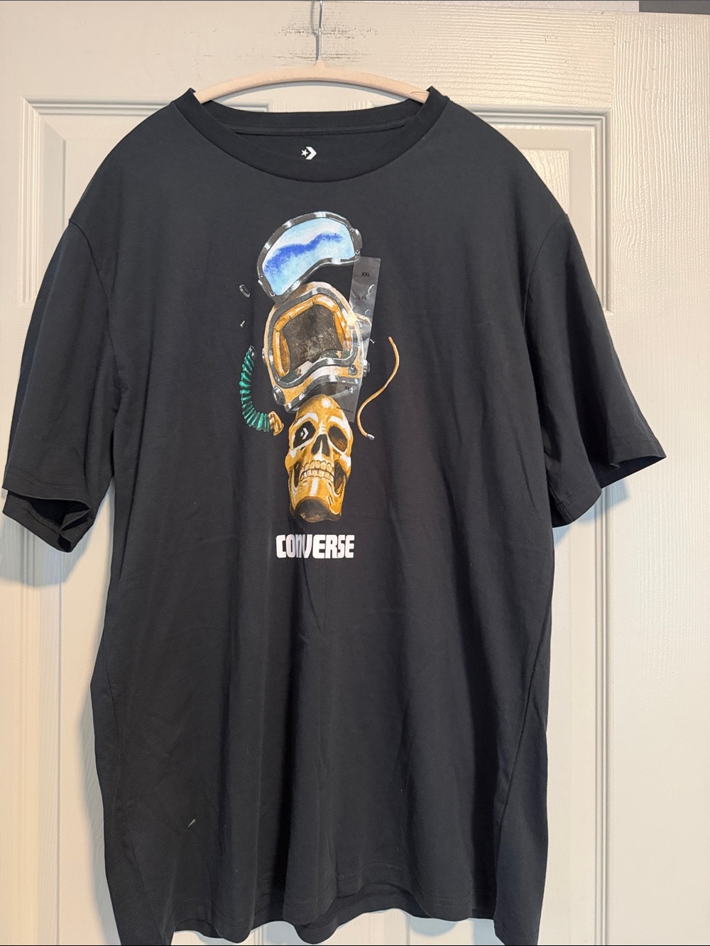 Converse Men’s Black Graphic Skull Dive T‑Shirt